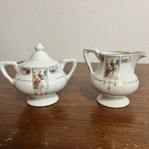 Royal Rochester Fraunfelter Golden Pheasant #2682 Hand Painted Cream & Sugar Set